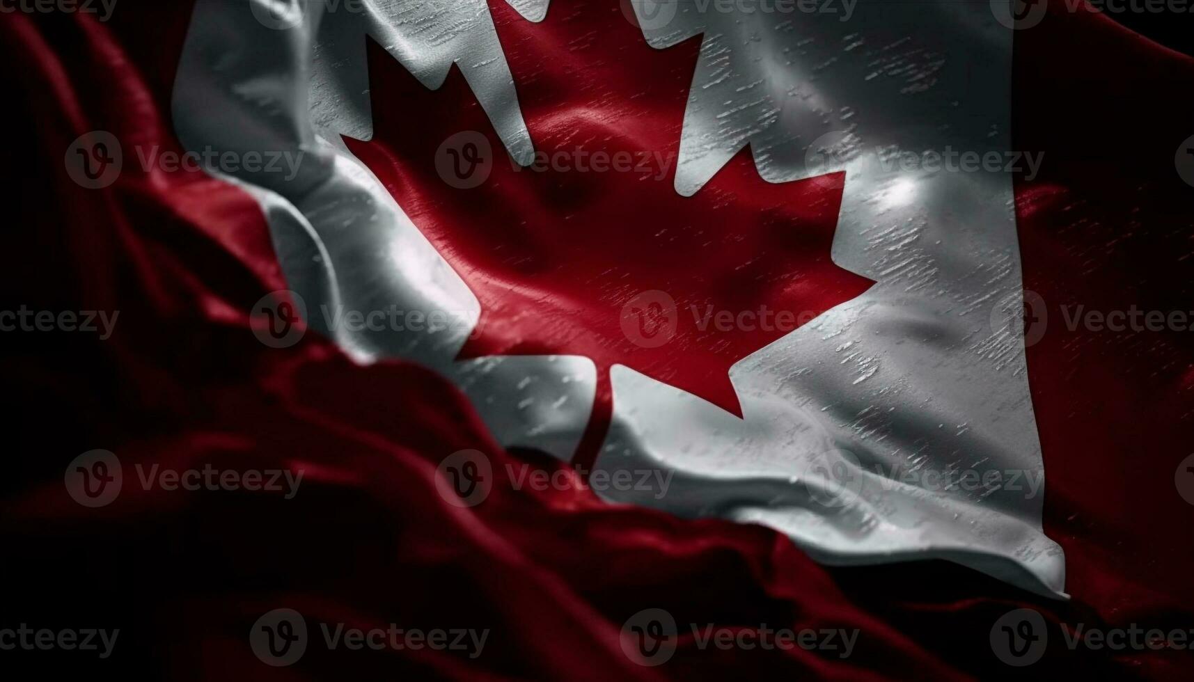 Canadian flag waving in nature backdrop generative AI photo