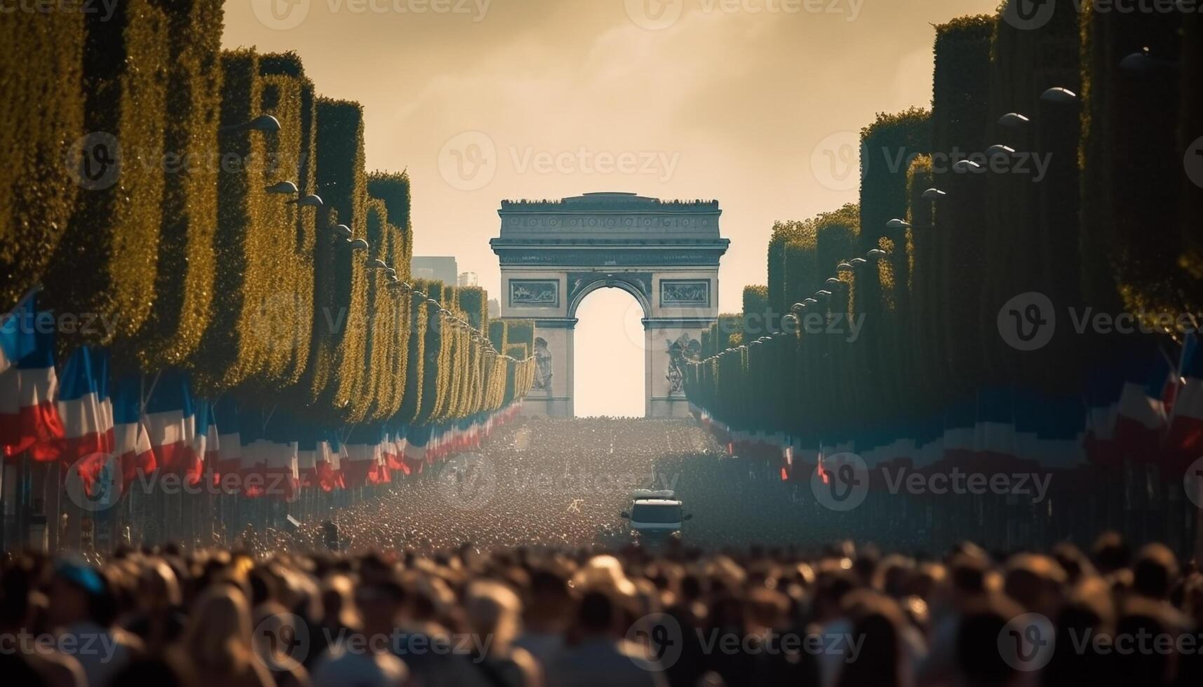 Majestic architecture illuminates Beijing crowded city streets generated by AI photo