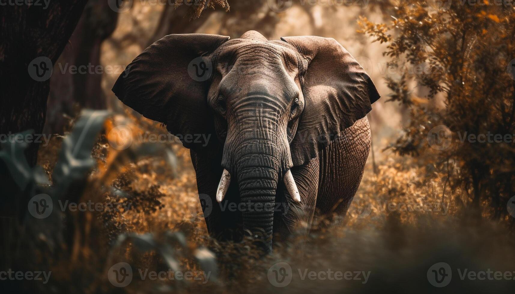grande africano elefante caminando mediante inculto desierto generado por ai foto