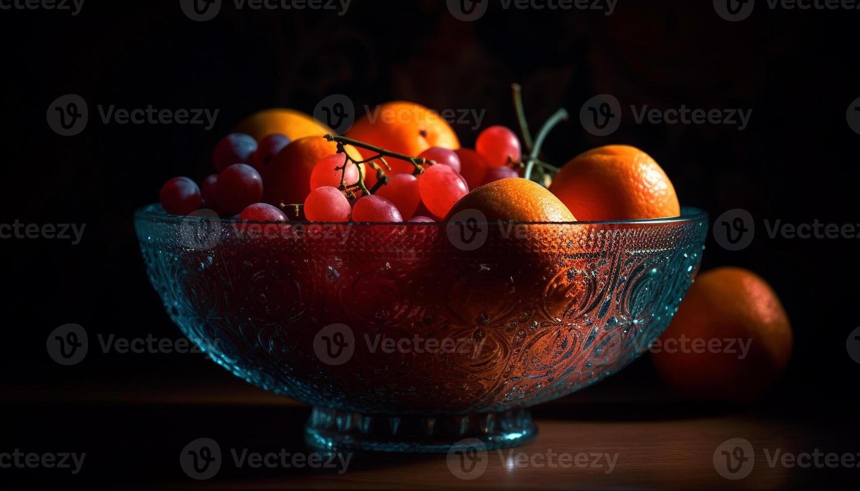 jugoso Fruta cuenco en rústico de madera mesa generado por ai foto