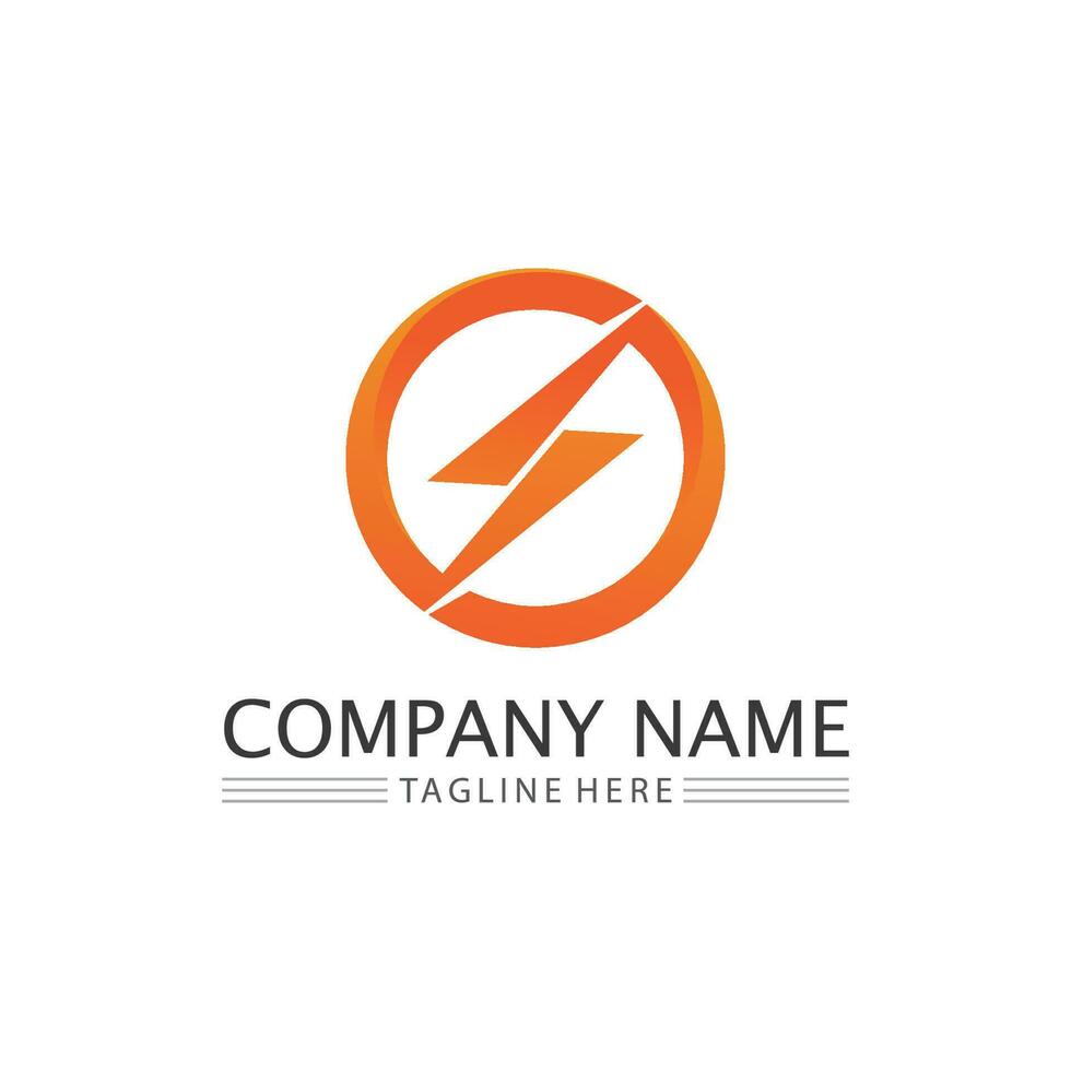 the power vector, flash ogo and thunderbolt and icon electricity illustration template design vector