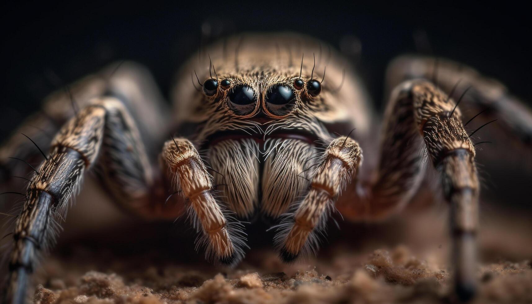 Spooky wolf spider, hairy leg, extreme generated by AI photo