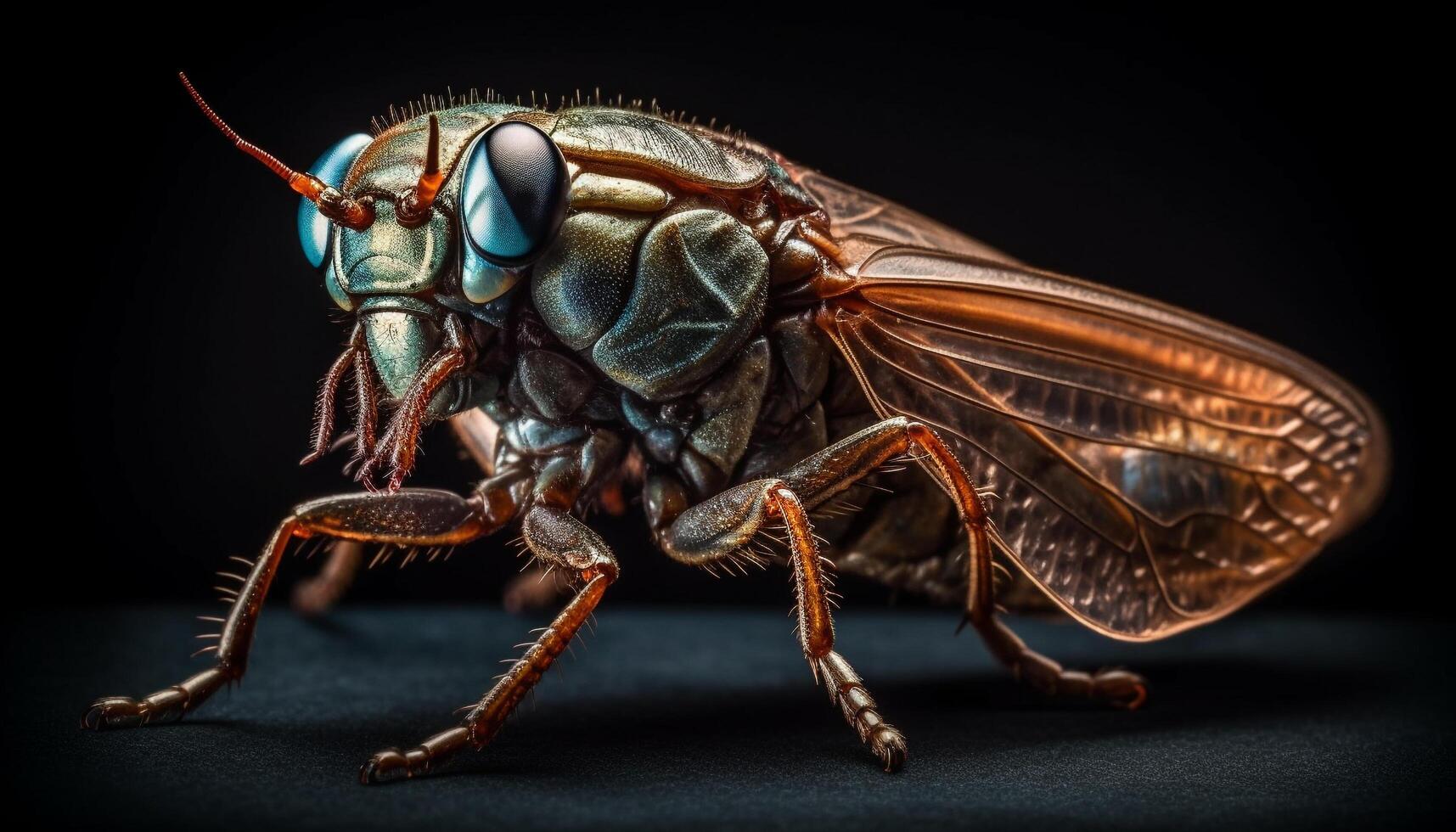 Small stinging insect on black background generated by AI photo