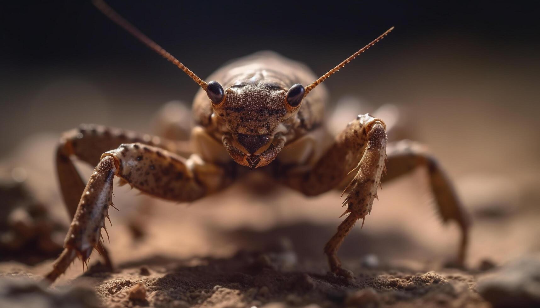 Poisonous spider spooky front view in focus generated by AI photo
