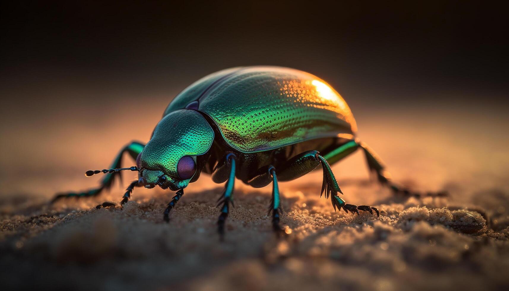 Small weevil crawling on green leaf surface generated by AI photo