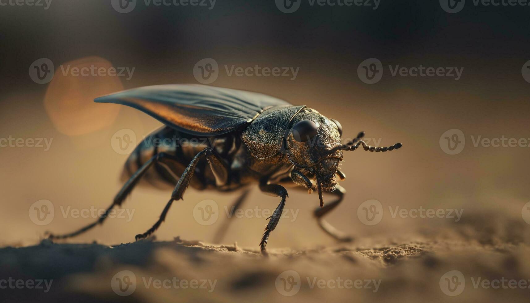 Small weevil crawls on yellow flower outdoors generated by AI photo