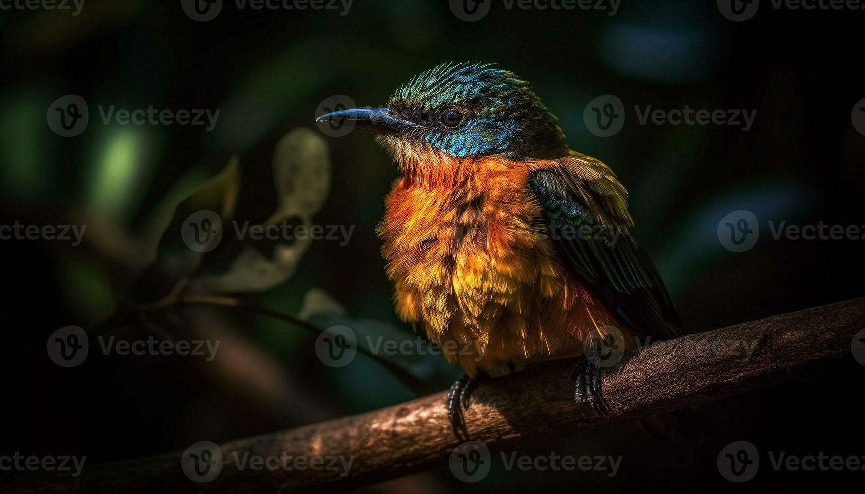 bee eater perching on branch outdoors generated by AI photo