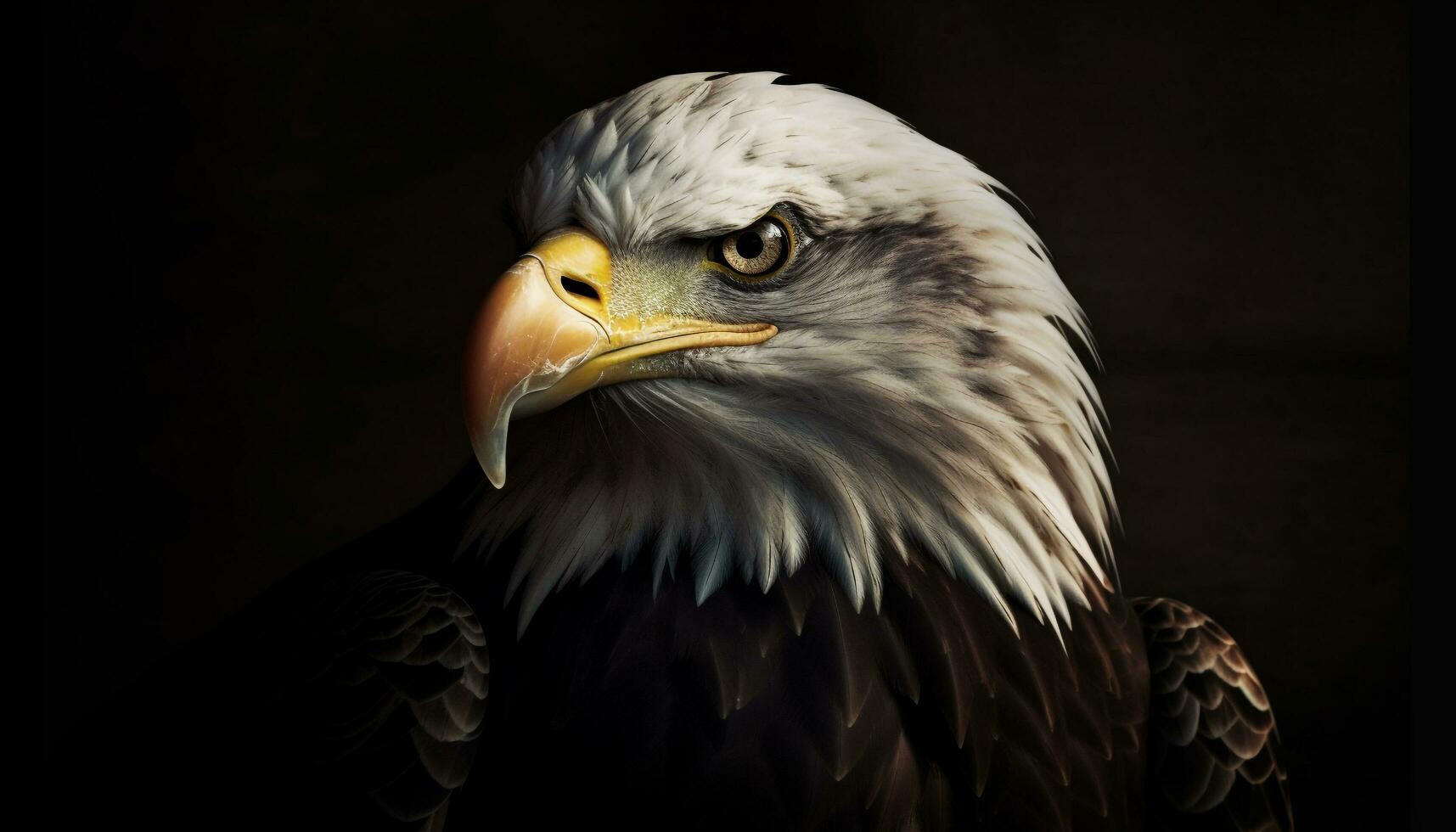 Majestic bald eagle perching, staring at camera generated by AI photo