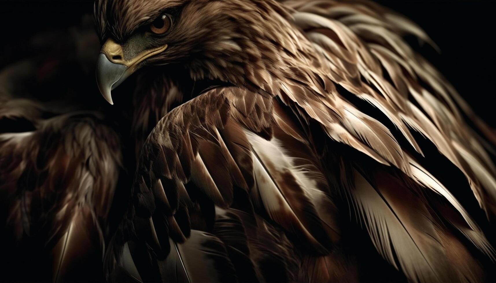 majestuoso pájaro de presa se extiende alas en vuelo generado por ai foto