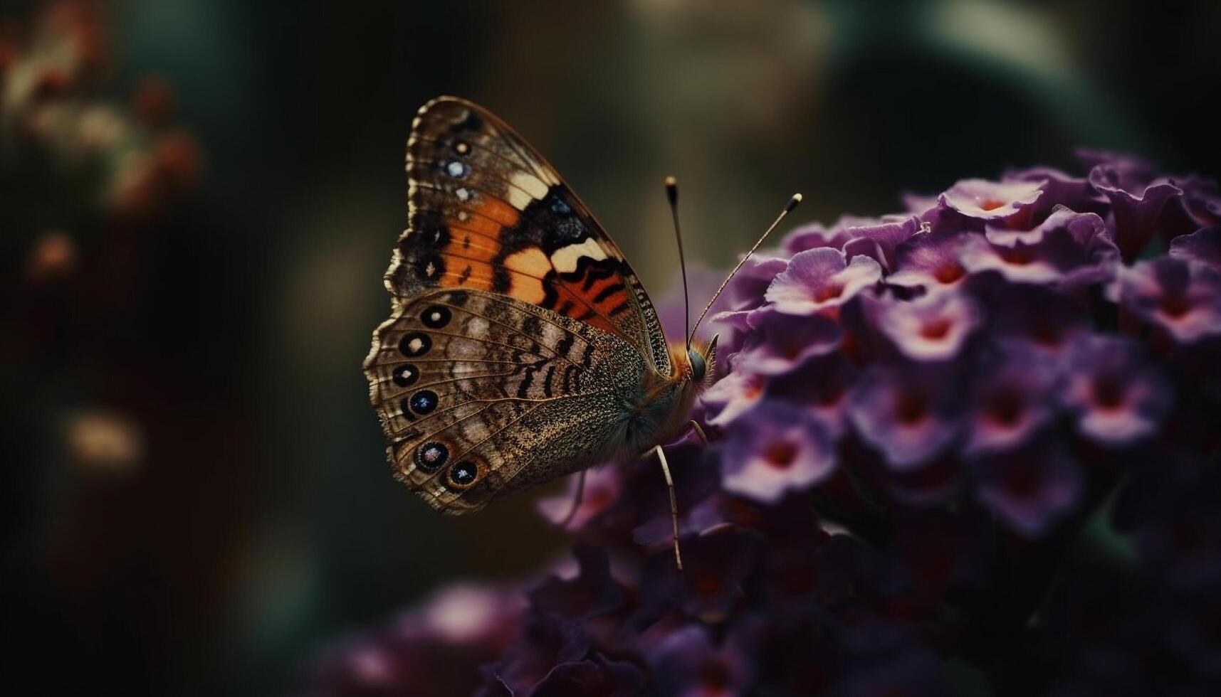 Vibrant butterfly pollinates yellow flower in springtime generated by AI photo