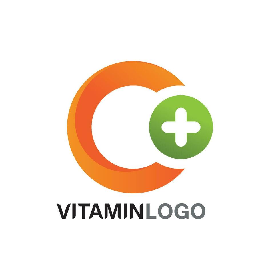 vitamina c logo vector diseño vector icono salud nutrición