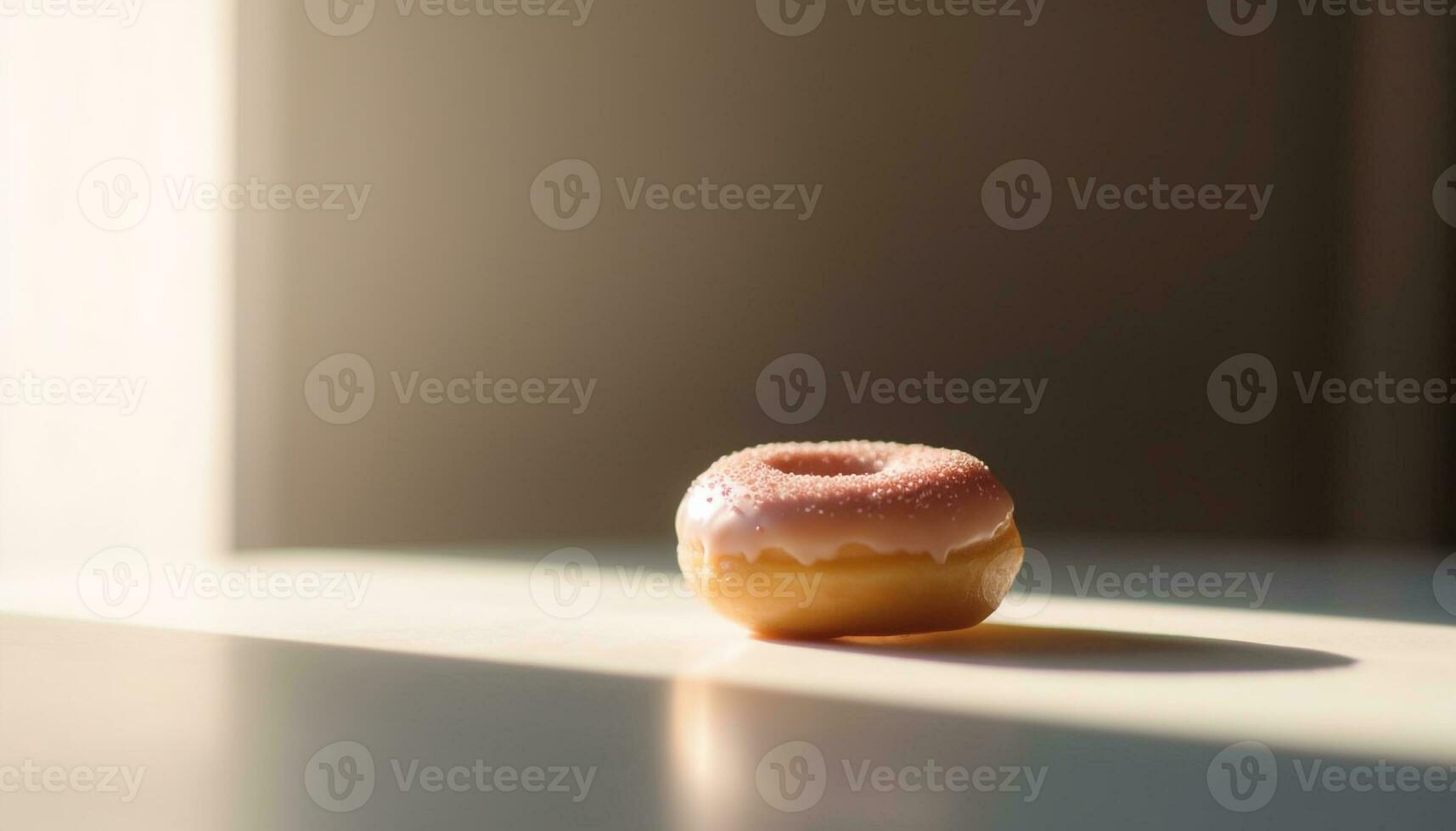 Sweet donut with chocolate icing and strawberry generated by AI photo