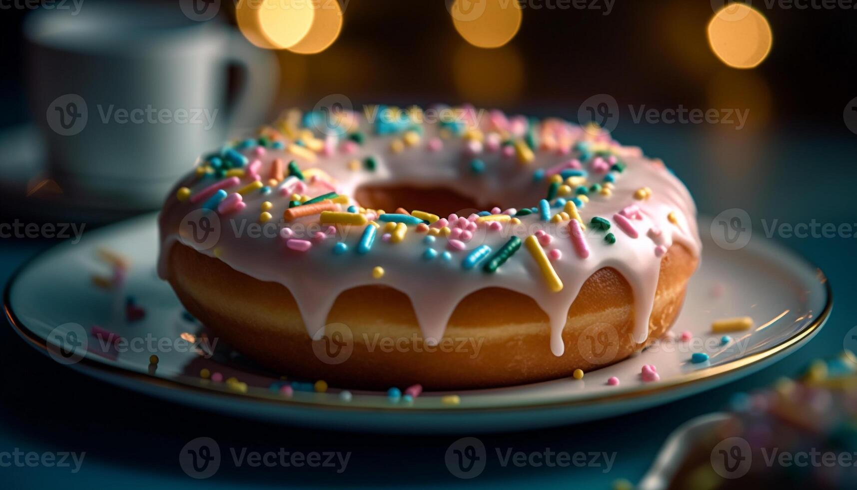 donut with chocolate icing and sprinkles generated by AI photo