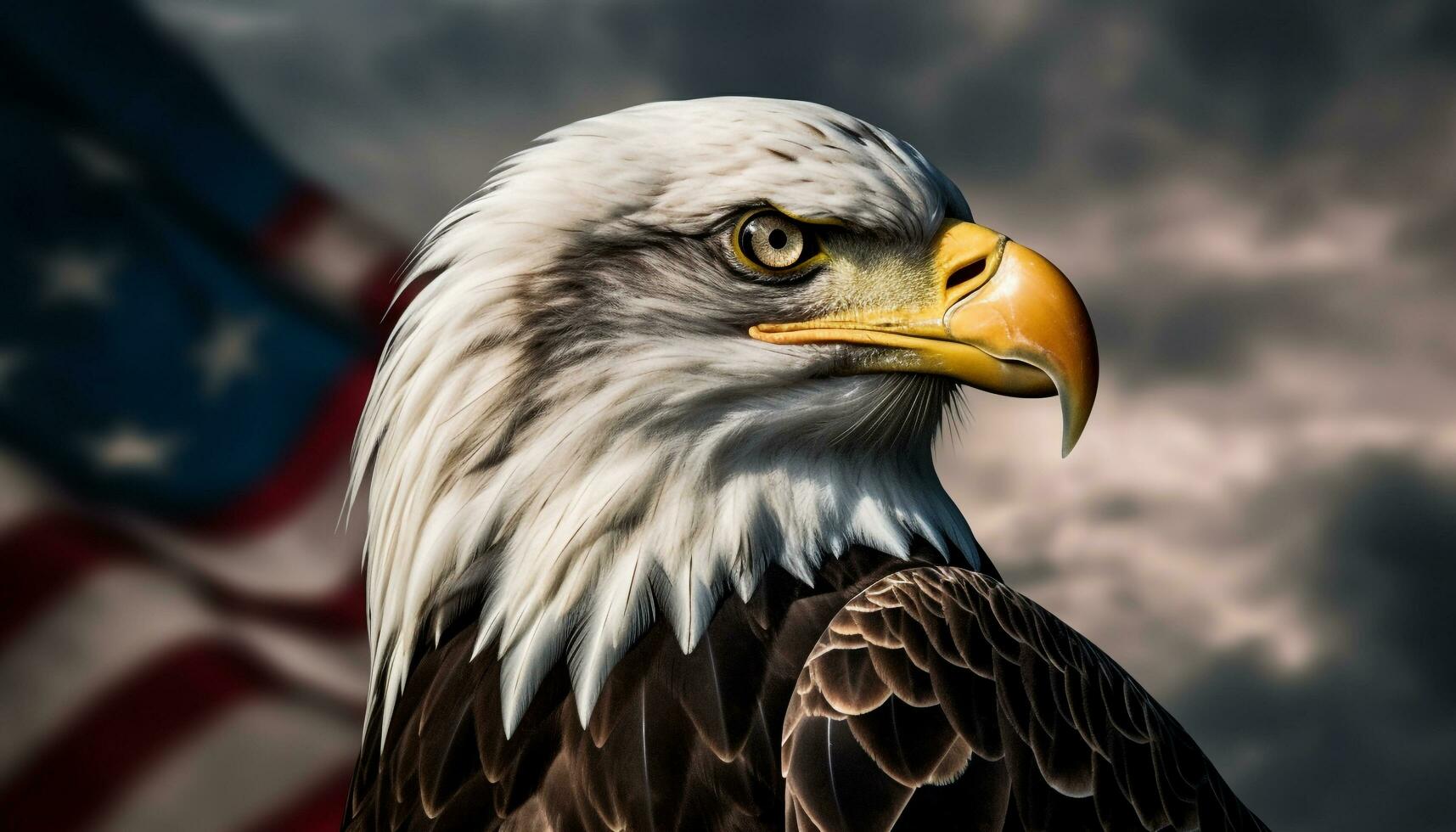Bald eagle perching, looking strong, majestic generated by AI photo
