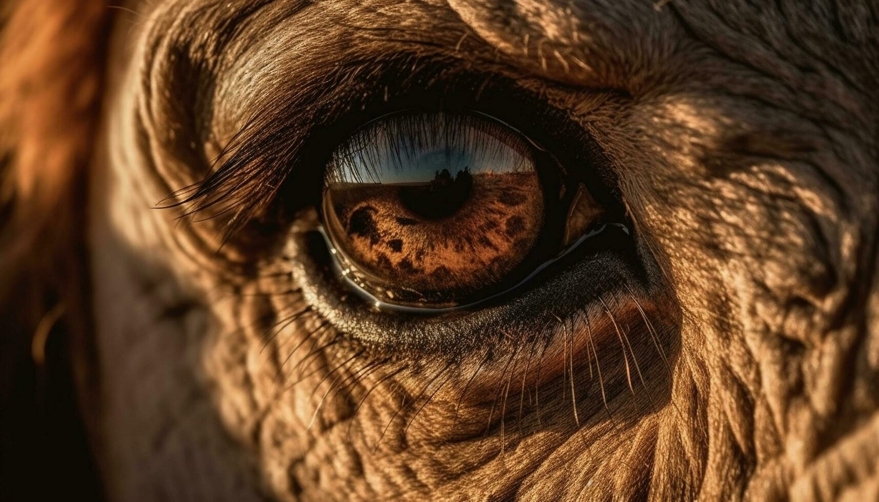 Horse nose and eye in portrait generated by AI photo