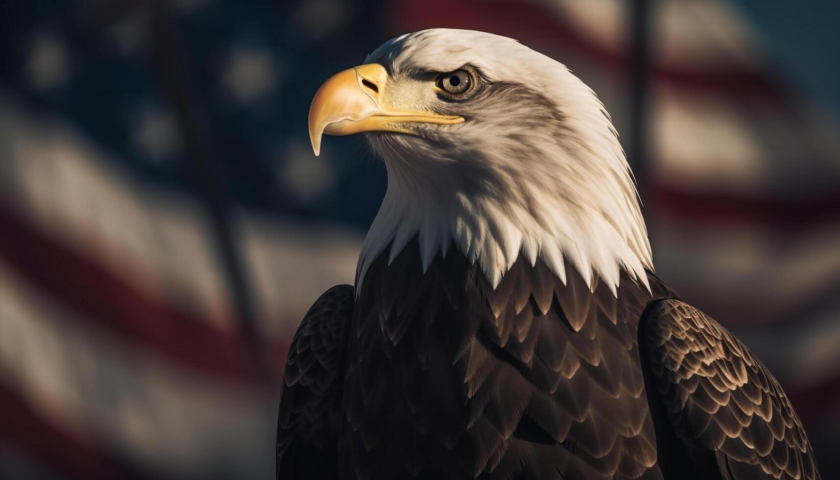 Bald eagle perching, majestic of freedom generated by AI photo