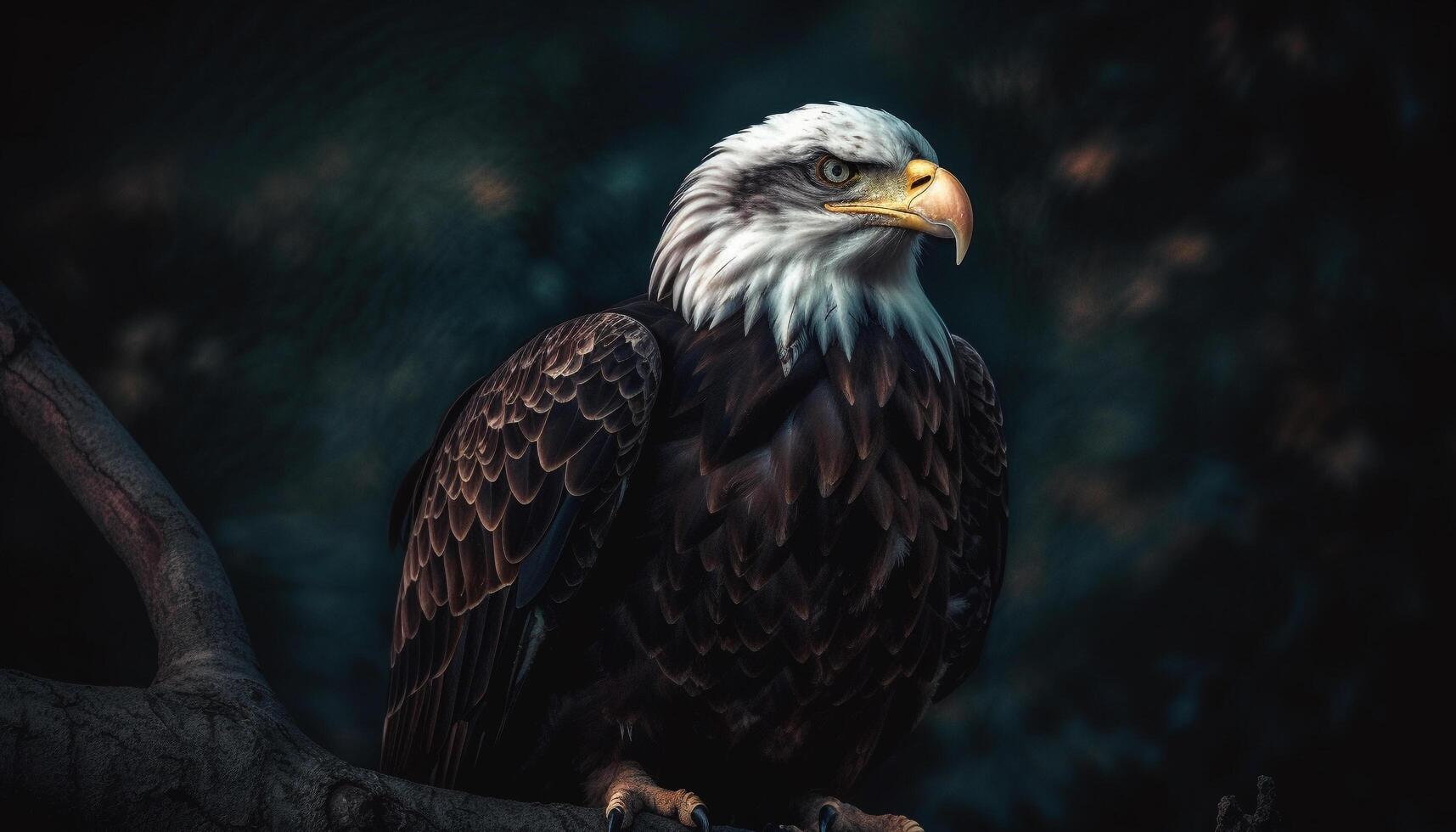 Majestic bird of prey perching on branch generated by AI photo