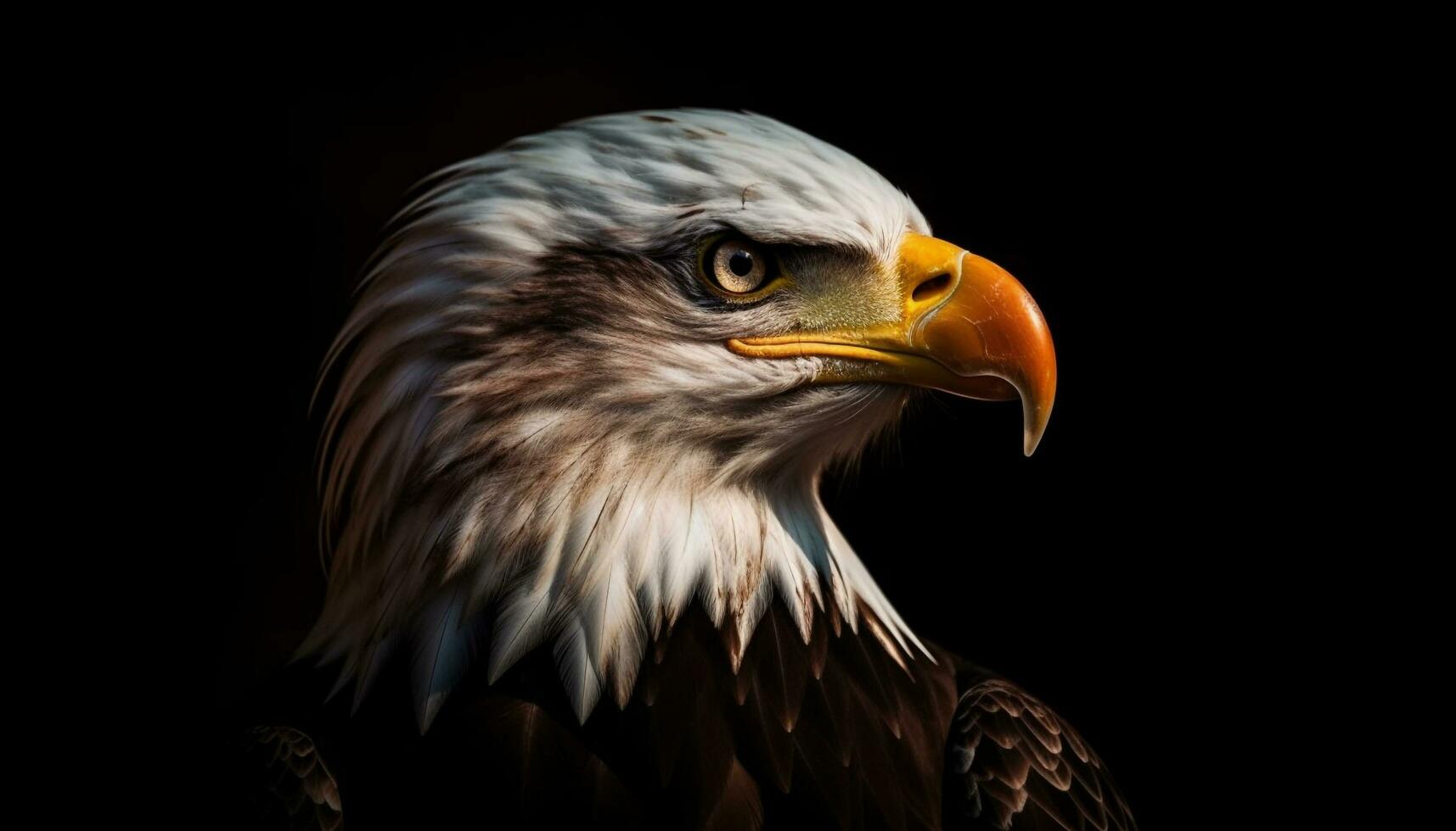 majestuoso calvo águila posado, curioso con fuerza generado por ai foto