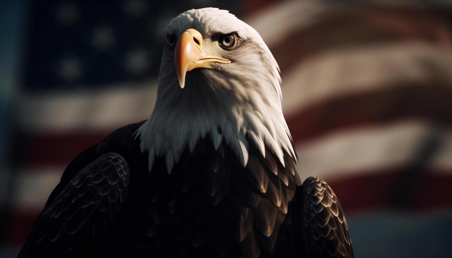 Bald eagle perching, looking proud and majestic generated by AI photo