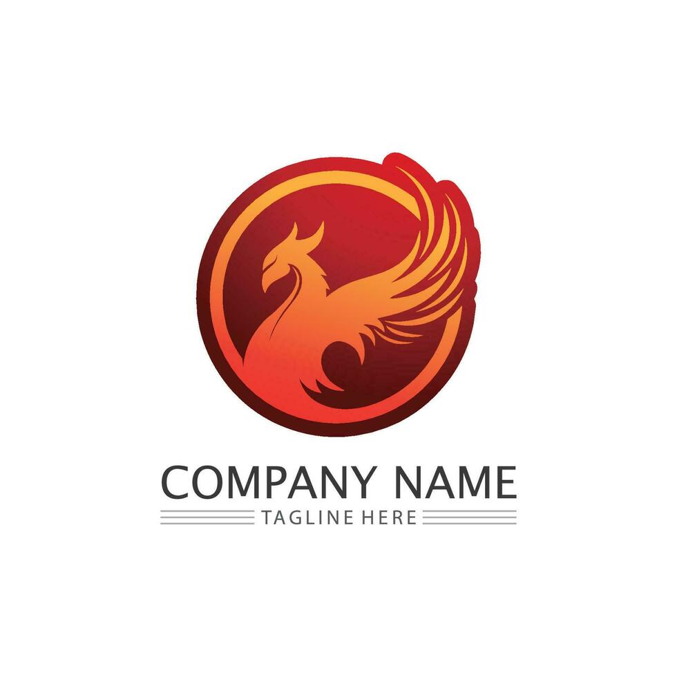 phoenix bird symbol and logo design vector illustration