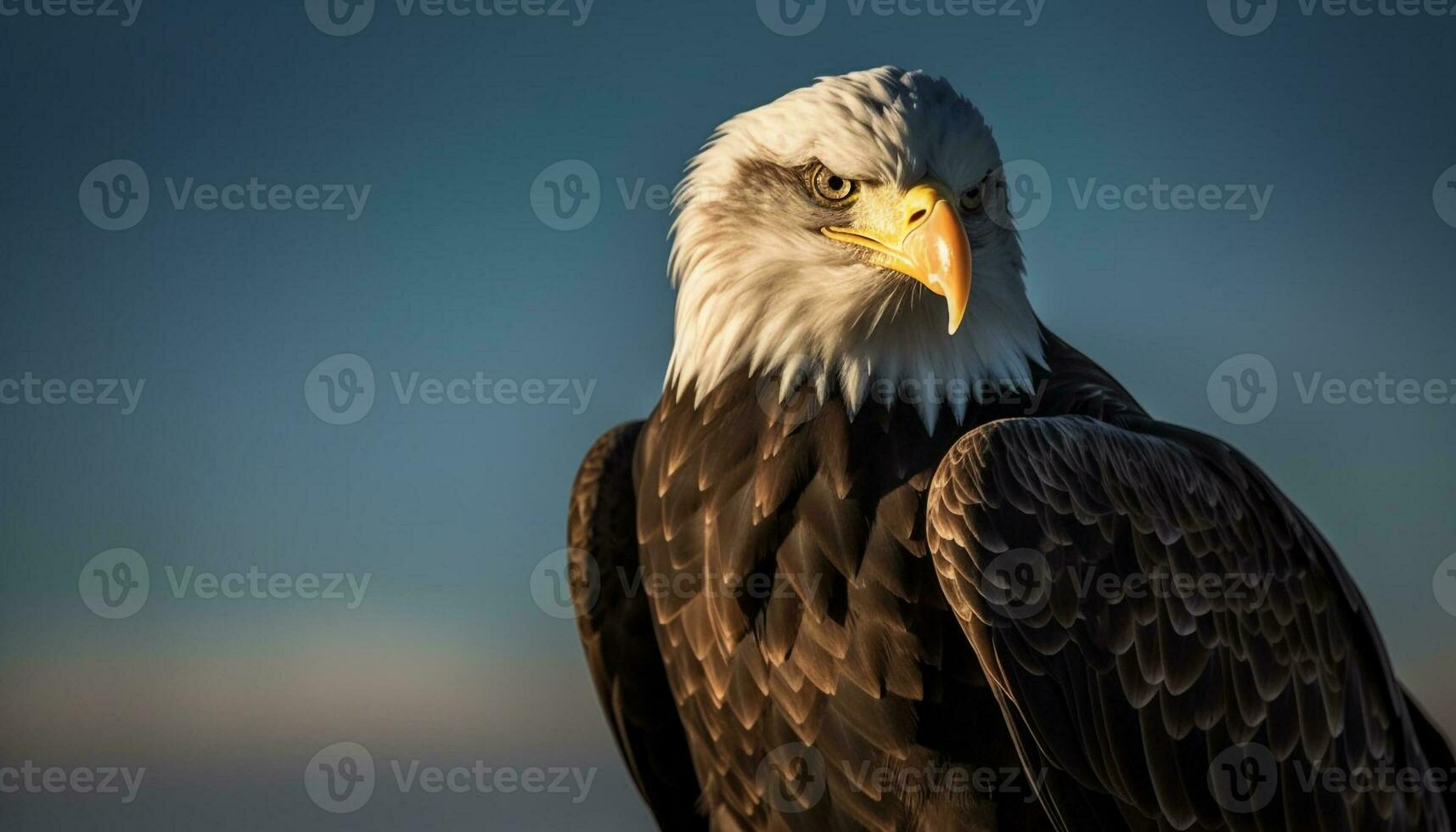 majestuoso calvo águila posado, garras en atención generado por ai foto