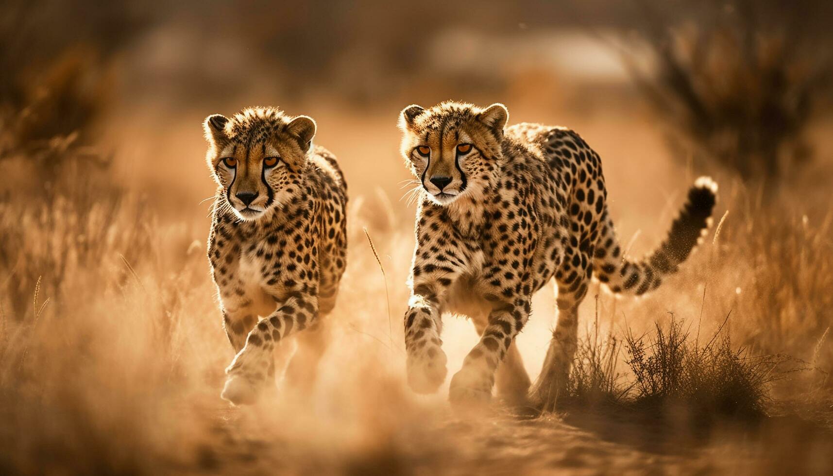 majestuoso africano leopardo caminando en el desierto generado por ai foto