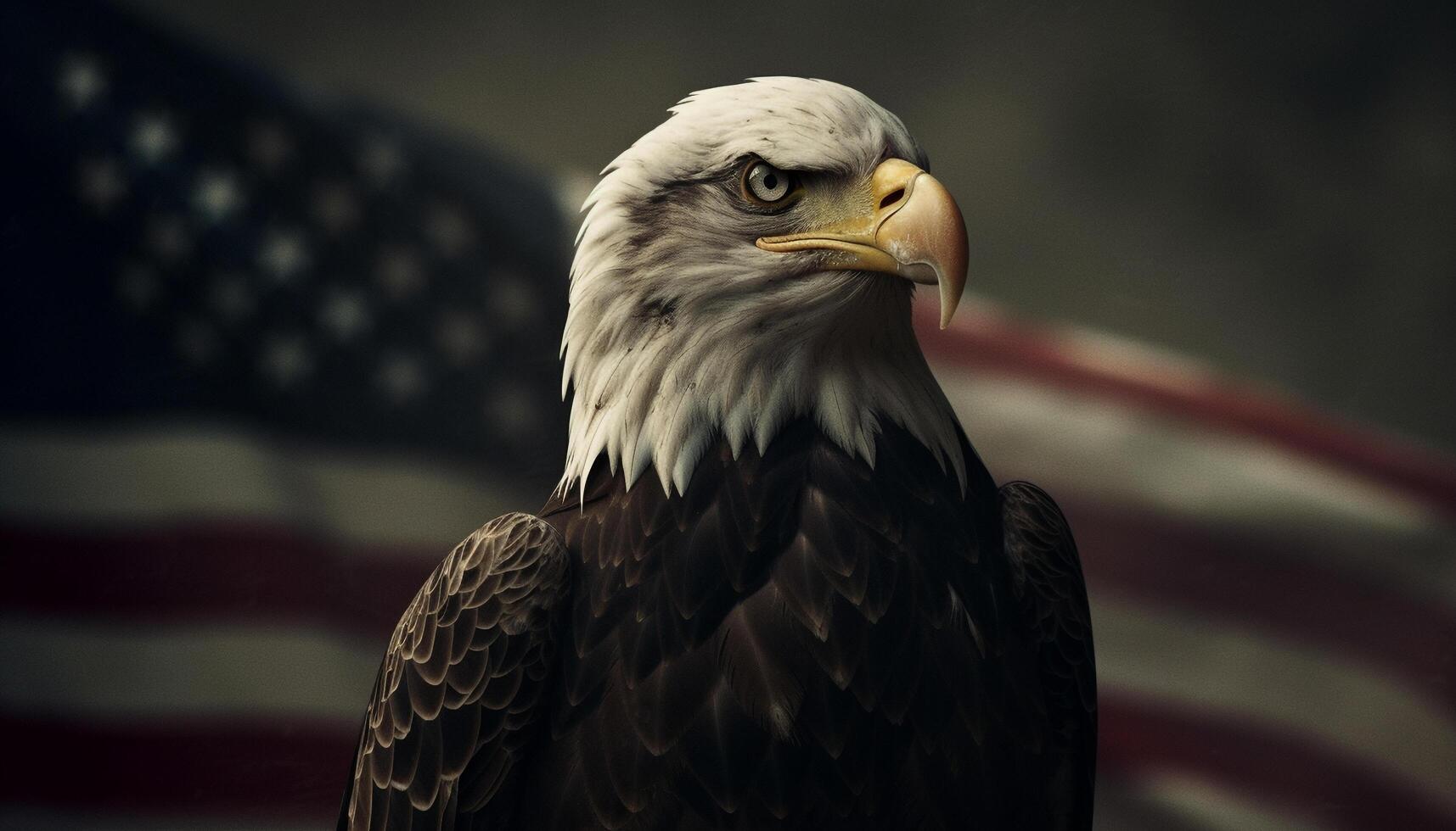 Majestic bald eagle perching, of freedom generated by AI photo