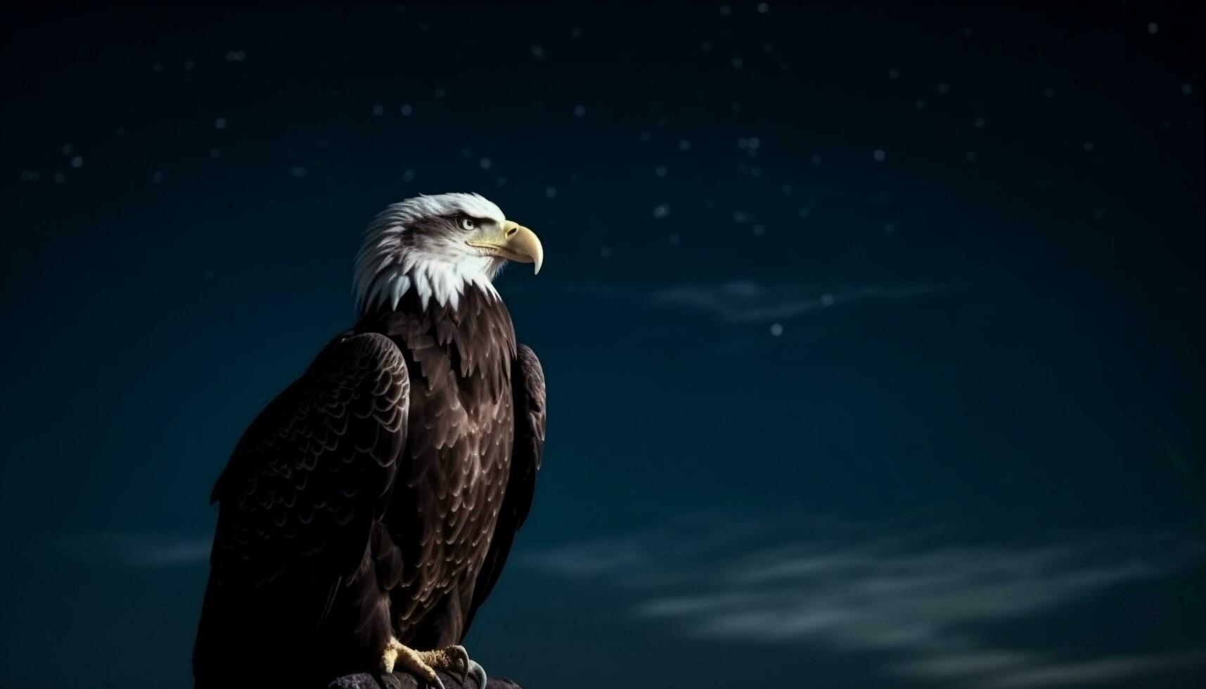 Majestic bald eagle flying with freedom outdoors generated by AI photo