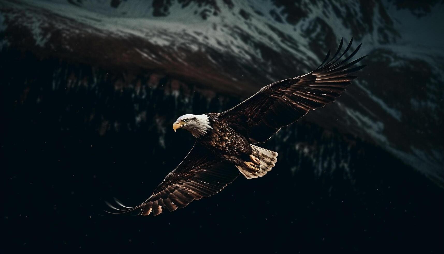 Spread wings, majestic bird of prey soars generated by AI photo