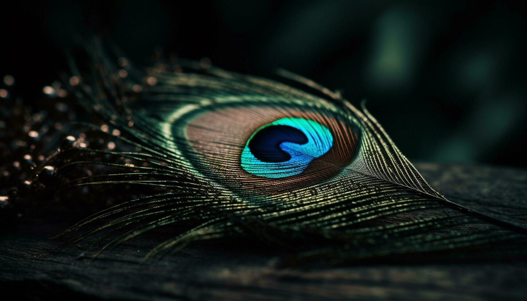 Peacock iridescent feathers showcase nature vibrant elegance generated by AI photo