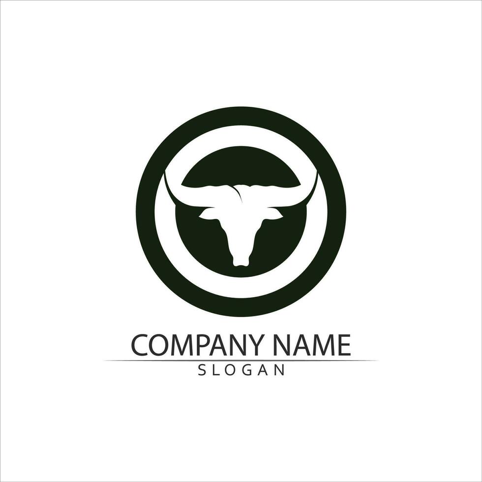 Bull horn and buffalo logo and symbols template icons app vector