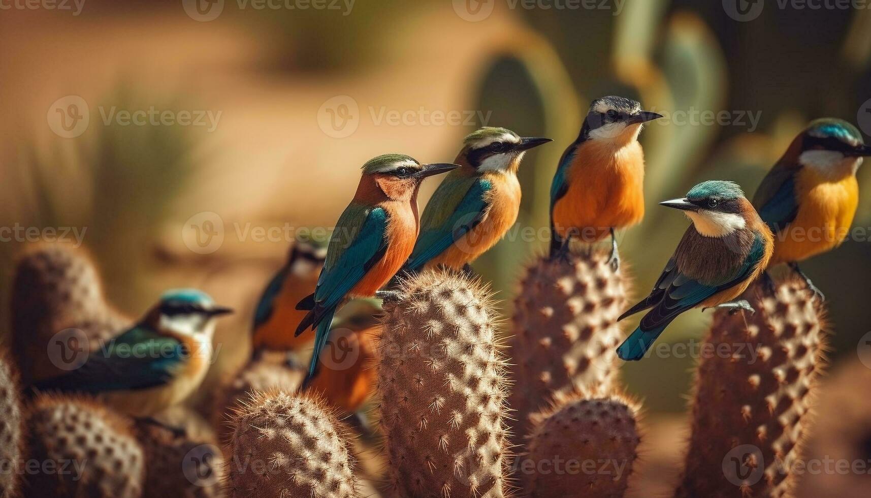 Vibrant bee eater perched on branch in Africa generated by AI photo