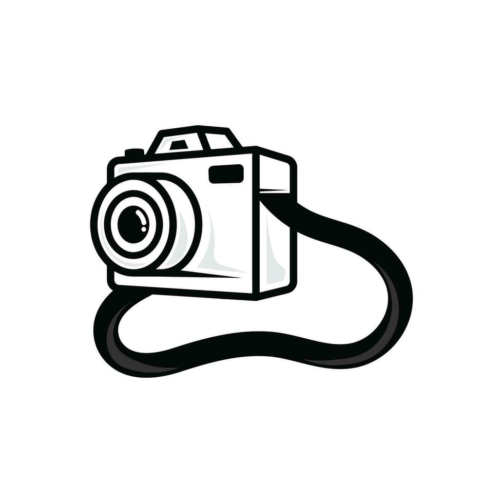 photography camera logo icon vector design template isolated on black background