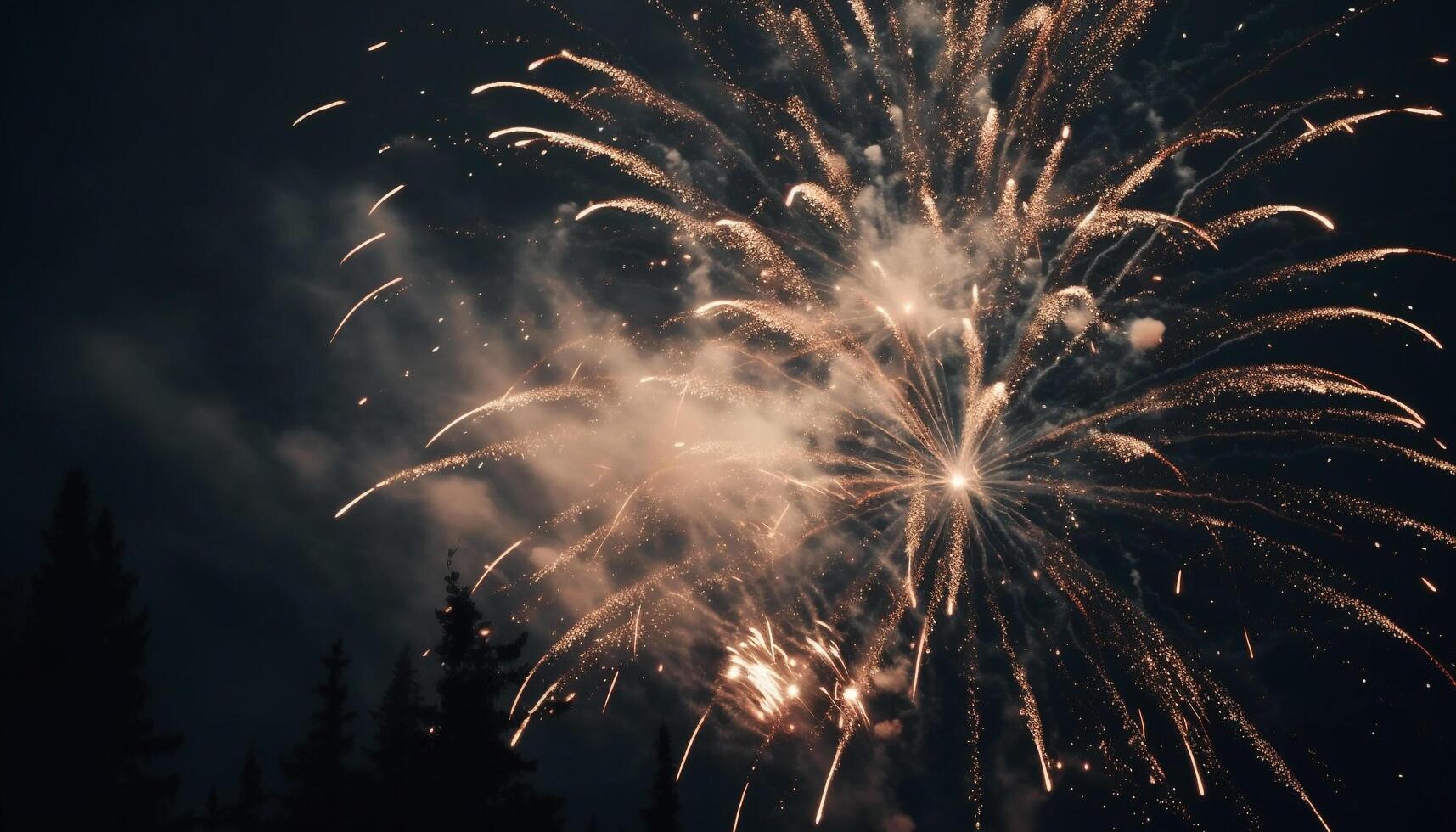 Night explodes with vibrant firework celebration colors generated by AI photo