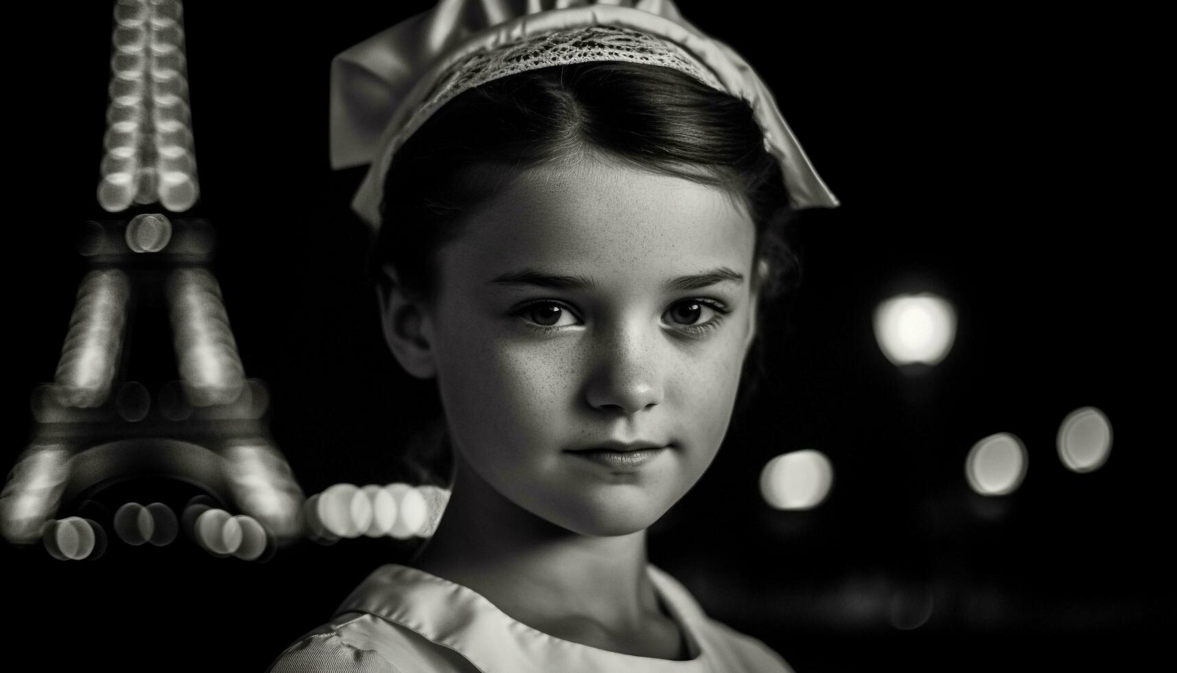 Caucasian girl smiling, wearing gold tiara indoors generated by AI photo