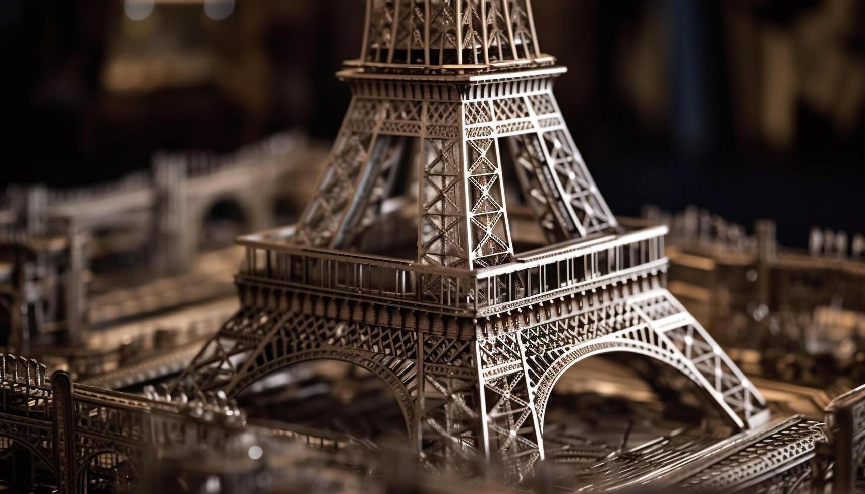 Majestic metal monument symbolizes French culture elegance generated by AI photo