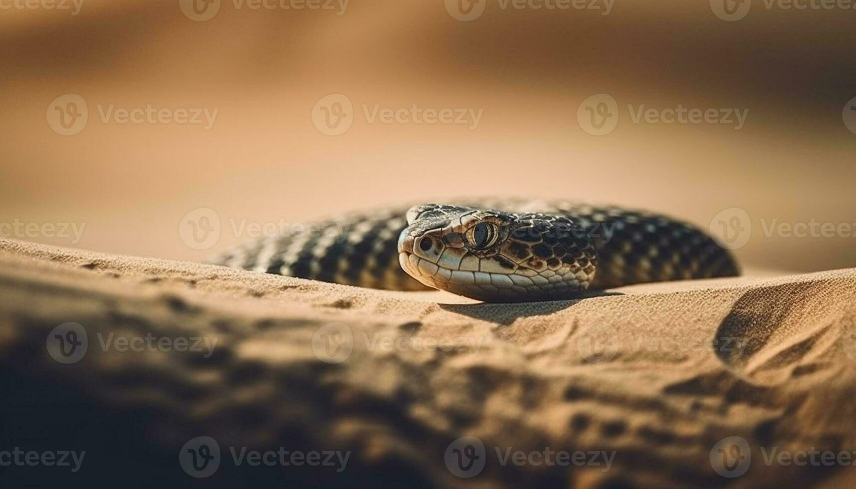 amarillo víbora gateando, peligroso y escalofriante serpiente generado por ai foto