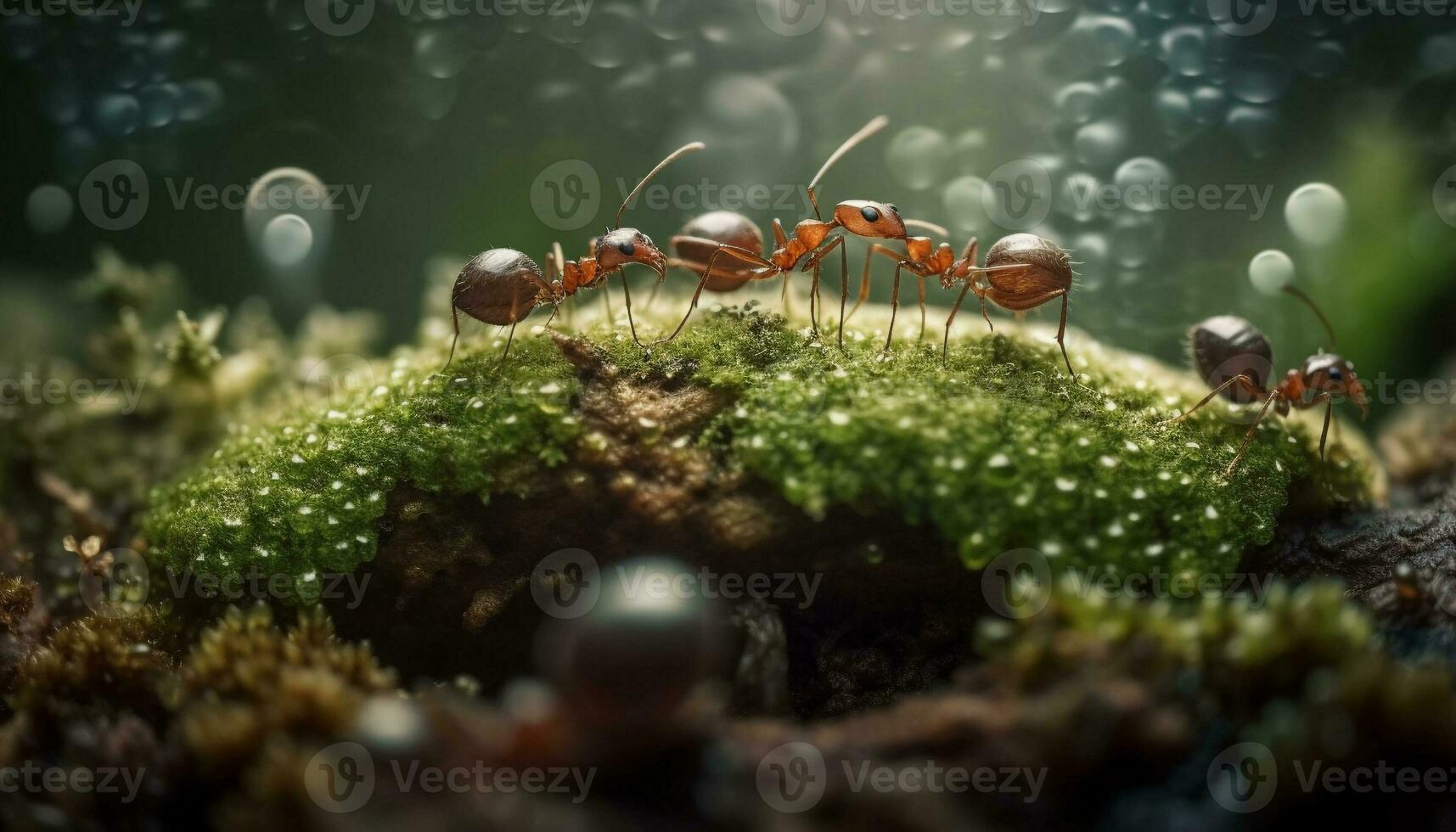 Ant colony works together to gather food generated by AI photo