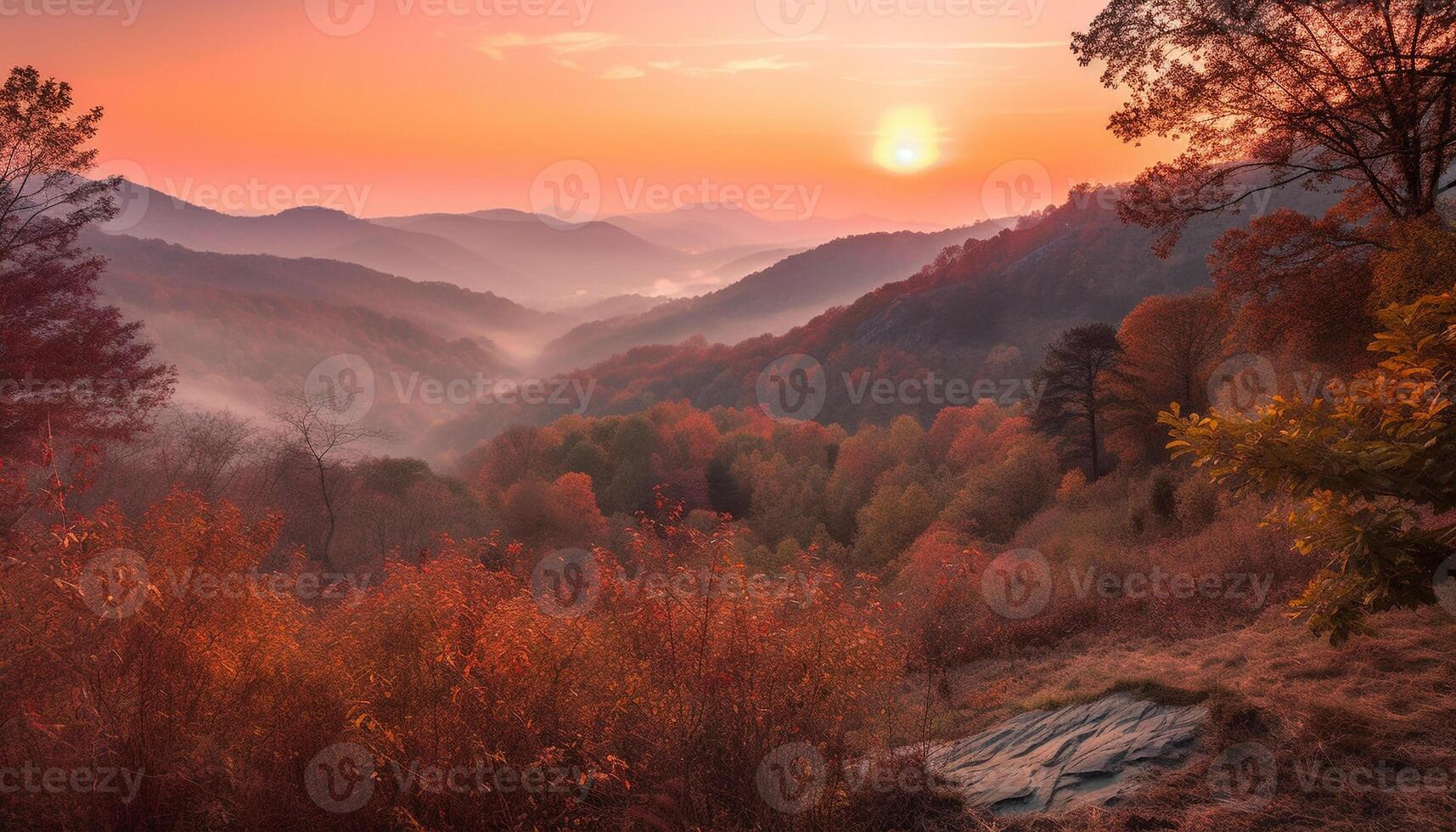 Autumn forest glows with vibrant multi colored leaves generated by AI photo