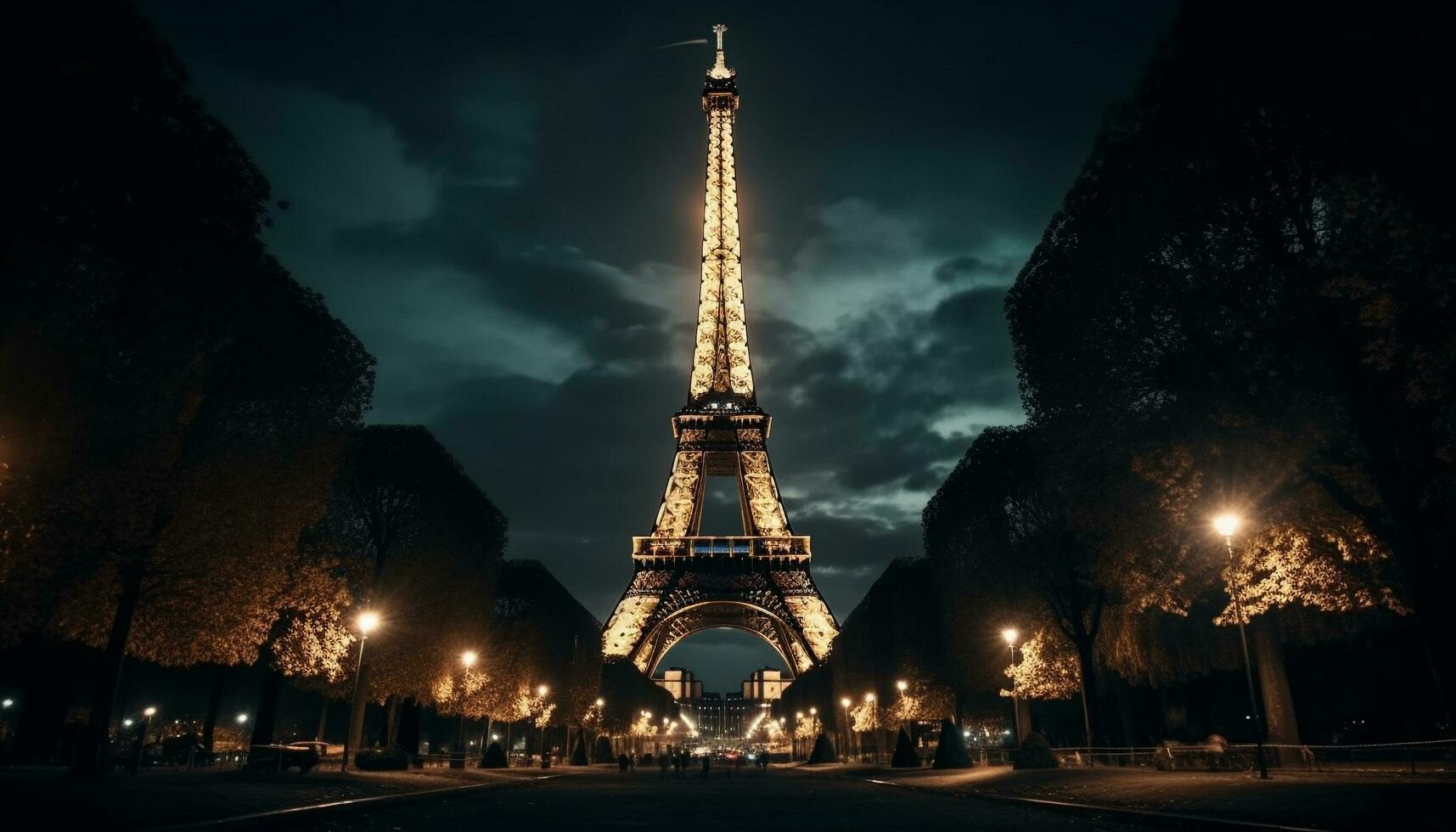 Illuminated architecture symbolizes city life and history generated by AI photo