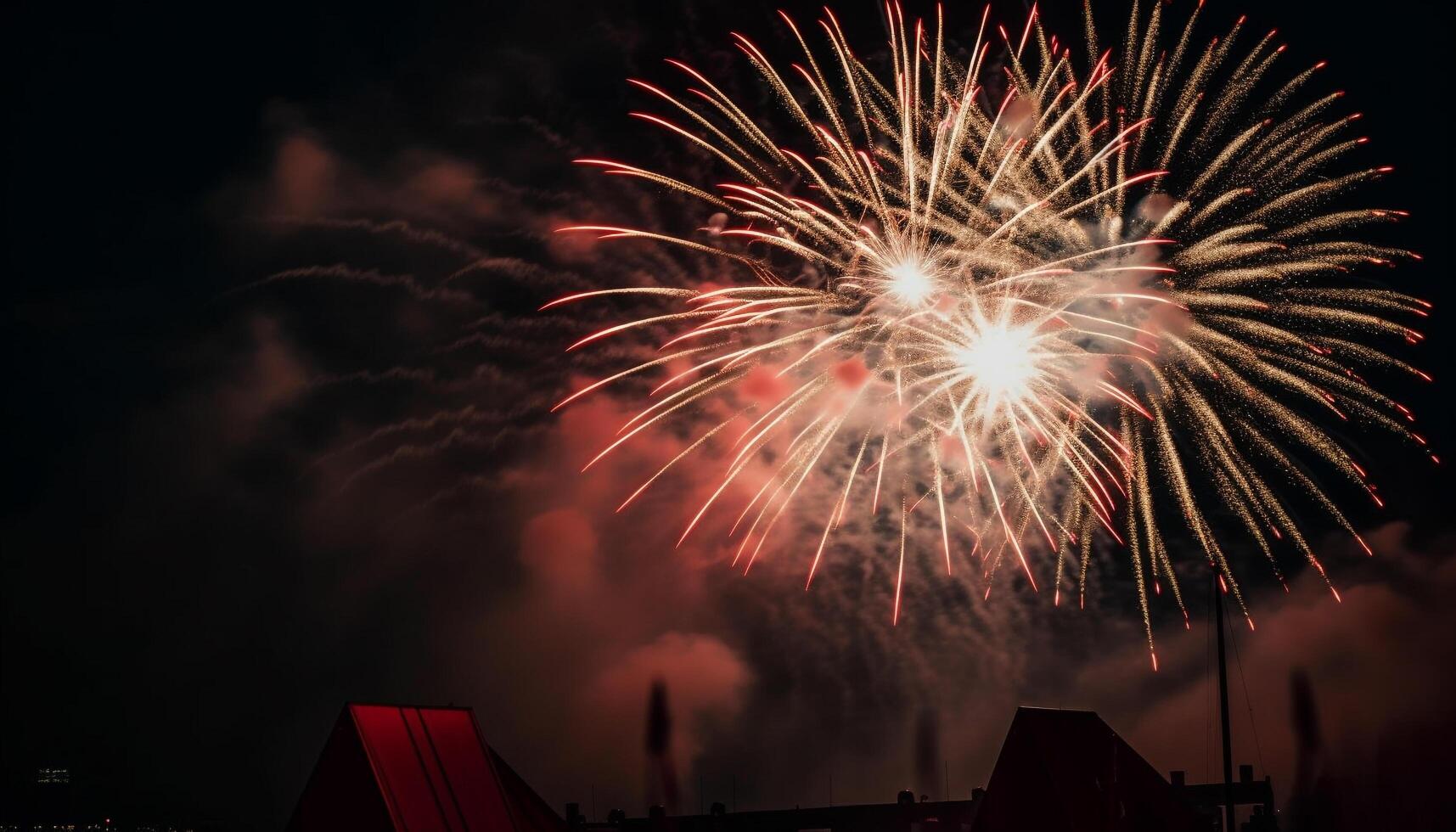 Vibrant colors illuminate dark night in celebration generated by AI photo