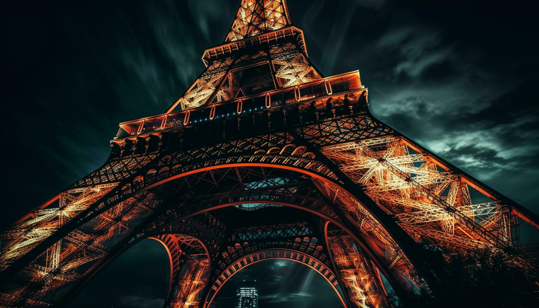 Majestic steel arch symbolizes French culture at night generated by AI photo