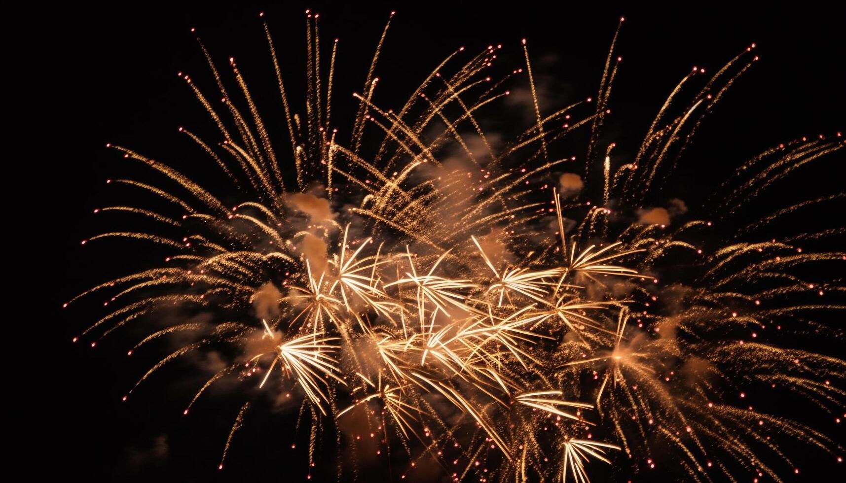 Fourth of July celebration exploding vibrant fireworks generated by AI photo