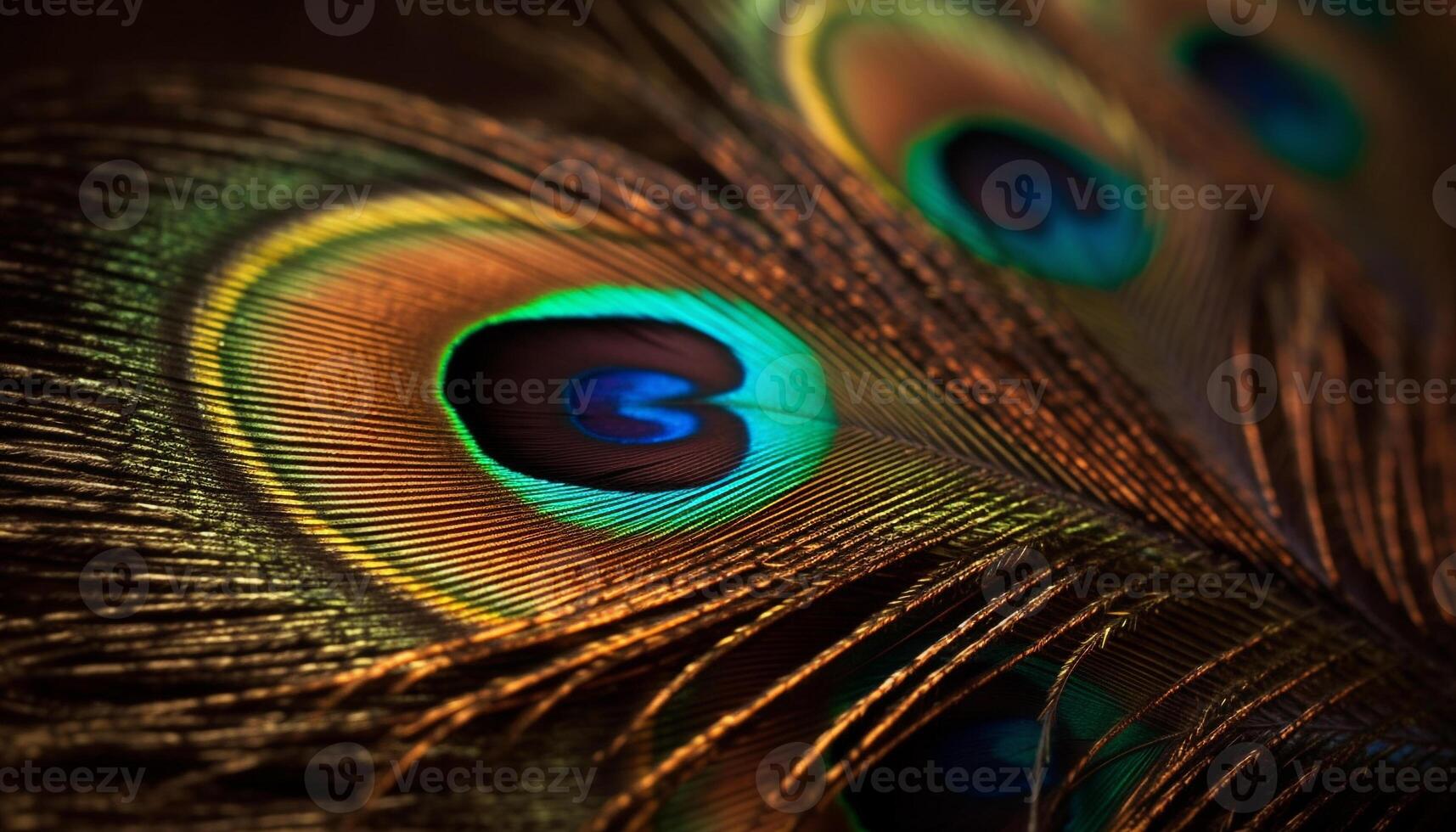 Vibrant peacock feathers showcase nature beauty and elegance generated by AI photo