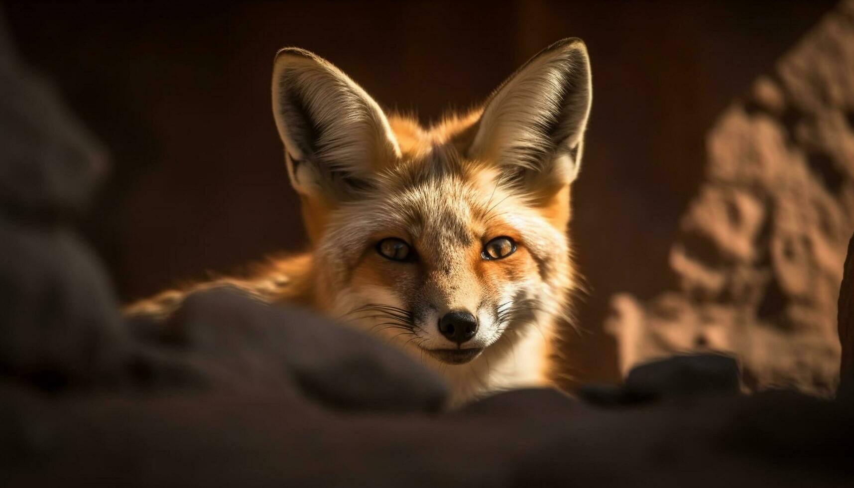 Red fox looking cute in natural wilderness generated by AI photo