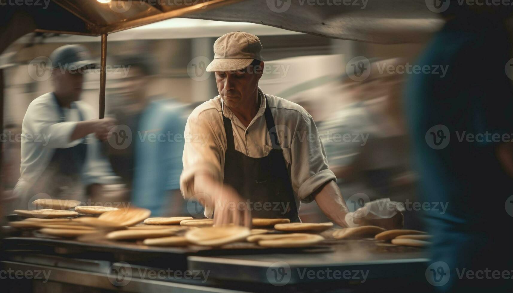 Senior men and women preparing homemade meal generated by AI photo