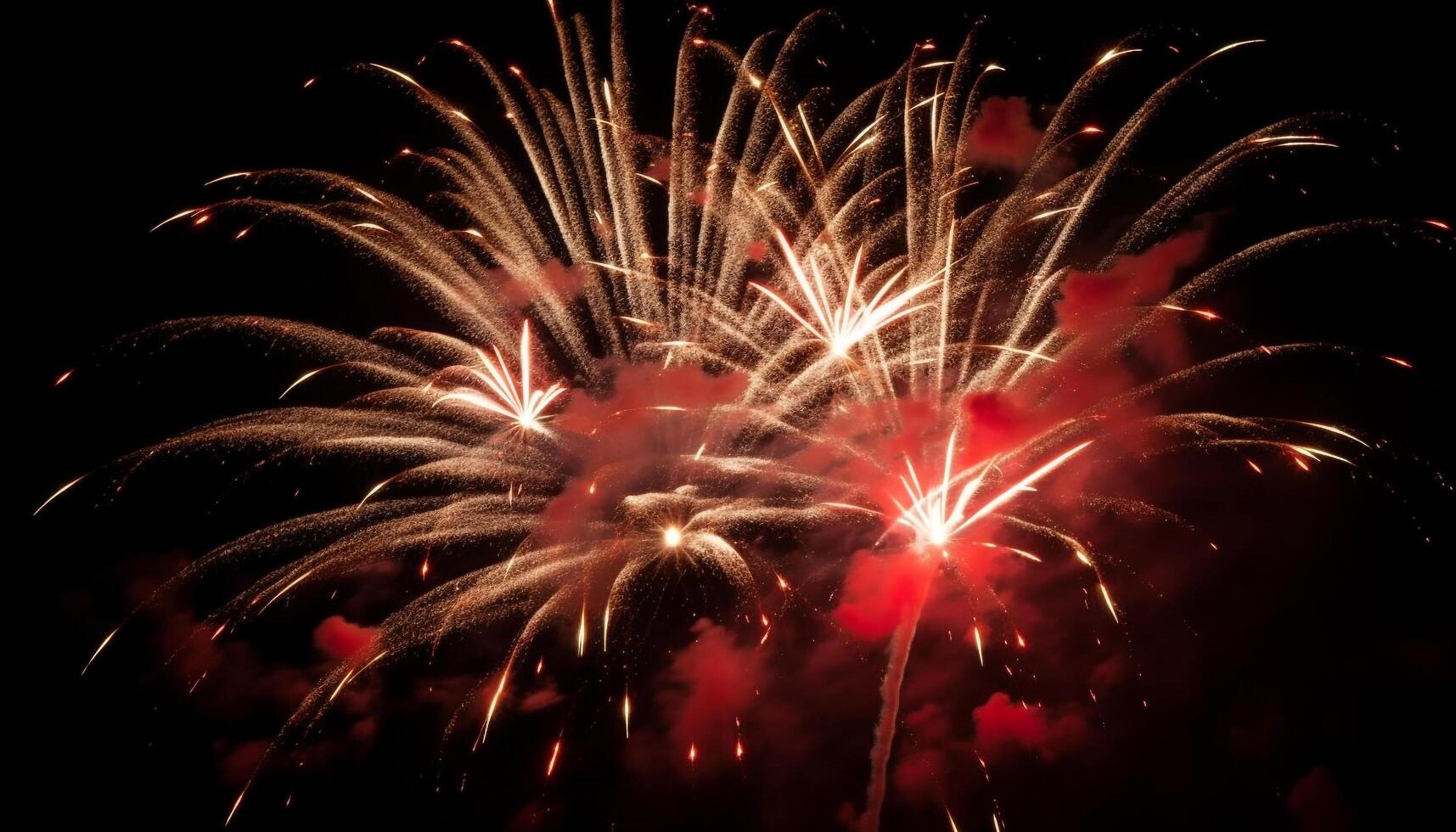 Vibrant colors illuminate exploding firework display at night generated by AI photo