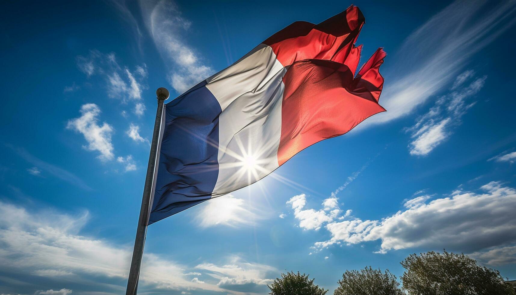 Waving flag symbolizes patriotism and freedom outdoors generated by AI photo