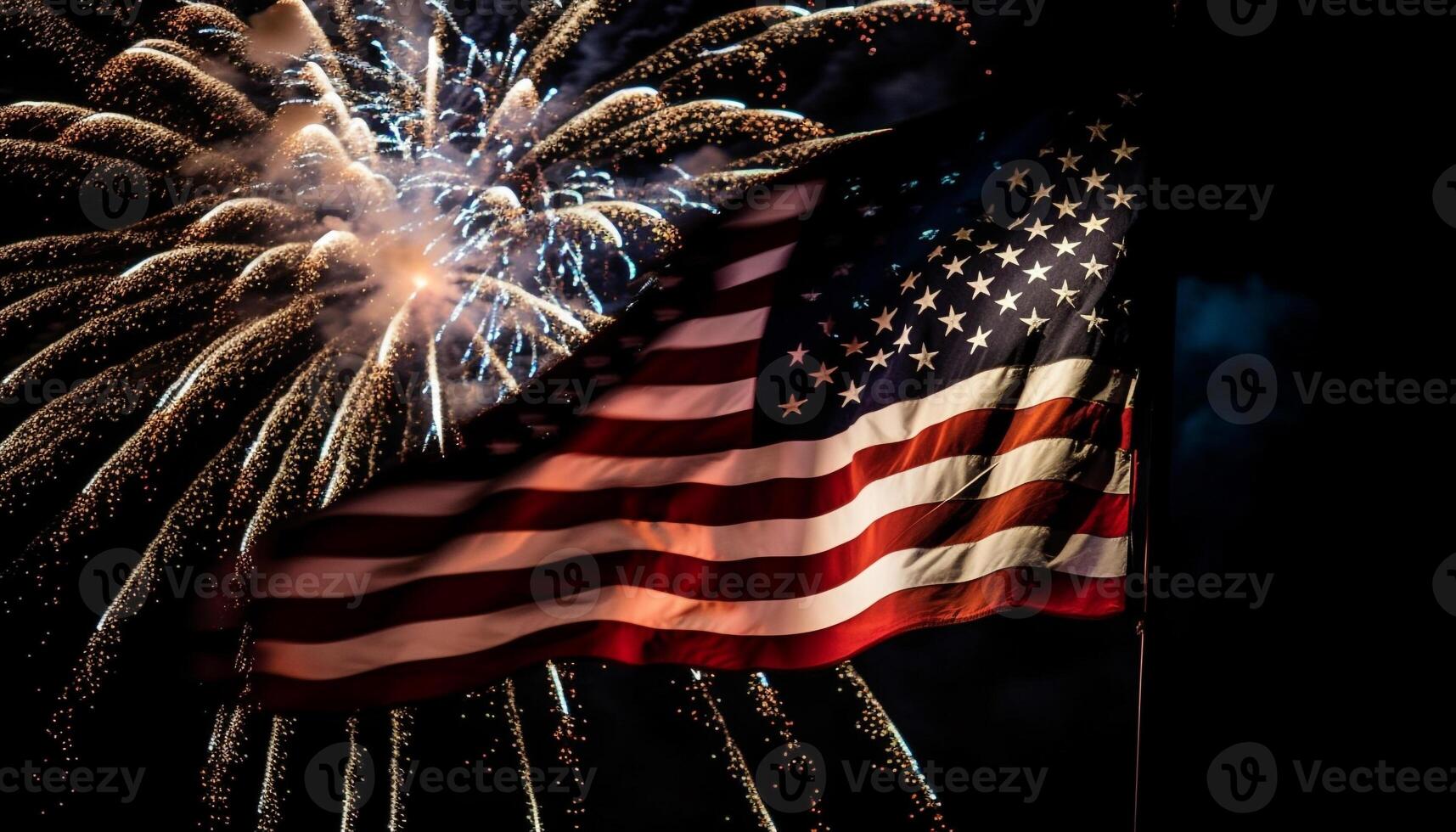 Night sky illuminated by vibrant firework display generated by AI photo