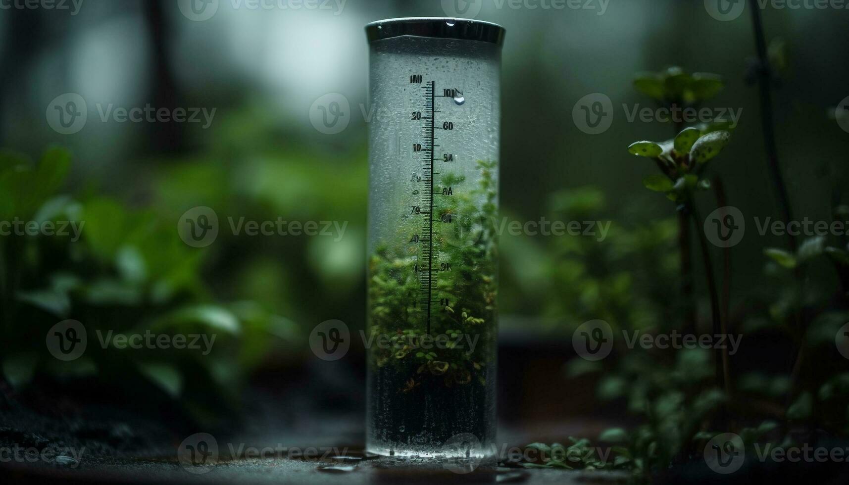 verde hoja salpicaduras Rocío soltar en mojado vaso generado por ai foto